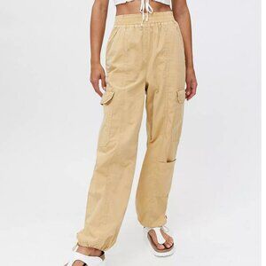 BDG Urban Outfitters Poplin Tie-Cuff Tan Jogger Pant